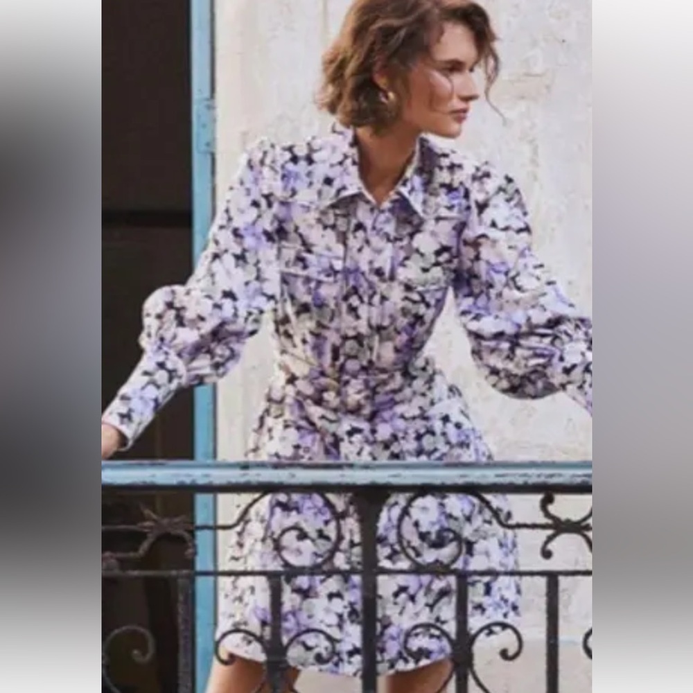 Zimmermann Purple Floral Long Sleeve Dress